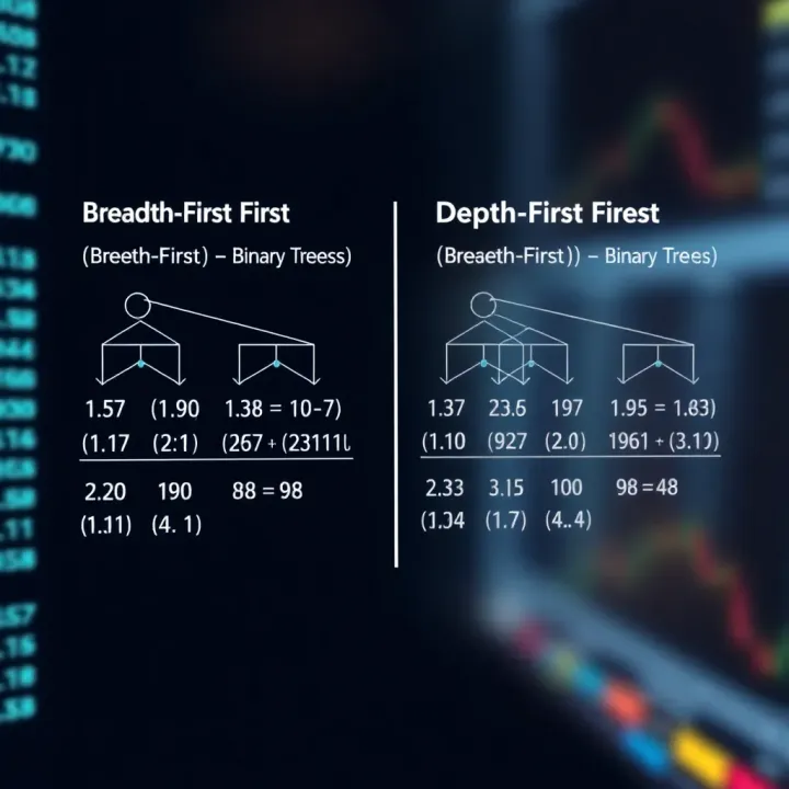 Comparing Breadth-First and Depth-First Traversal Techniques Comparison chart illustrating differences between breadth-first and depth-first traversal methods in binary trees