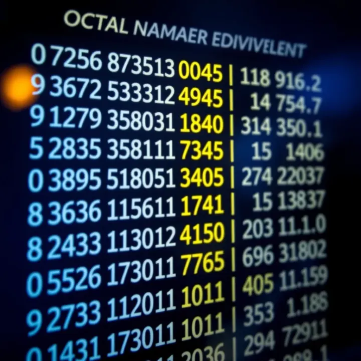 Comparison chart showing octal numbers alongside their binary equivalents for clarity