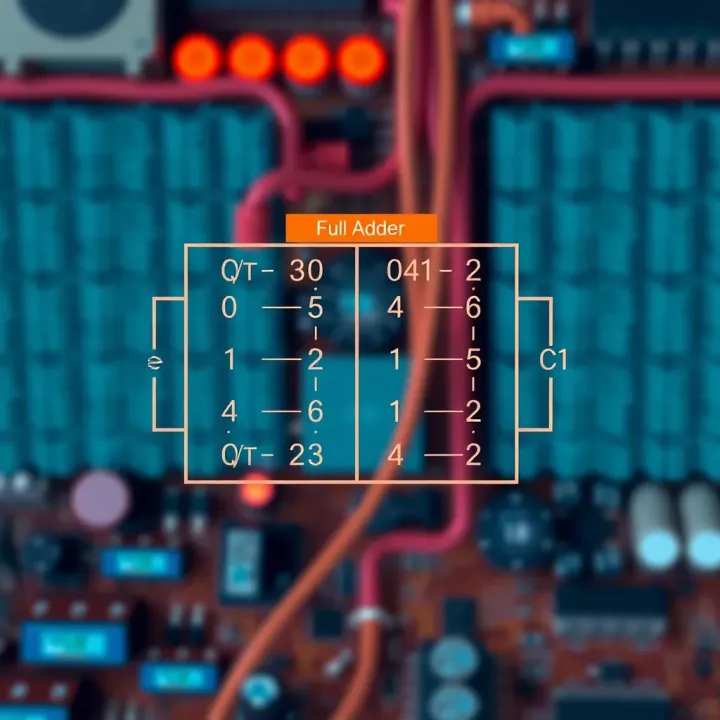 Block diagram demonstrating the connection of multiple full adders to create a 4-bit binary adder with carry propagation