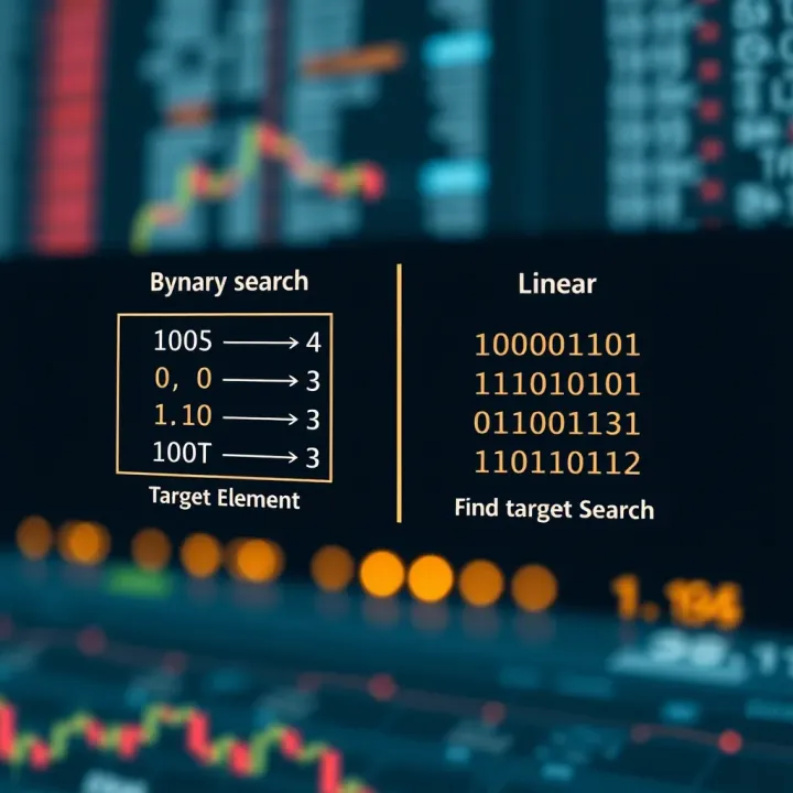 Diagram showing how binary search divides a sorted list to find a target element efficiently