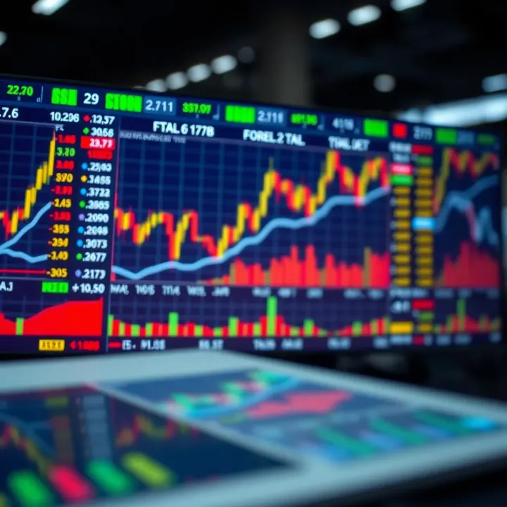 Visual representation of forex trading components including market trends, charts, and trading terms in Hindi context