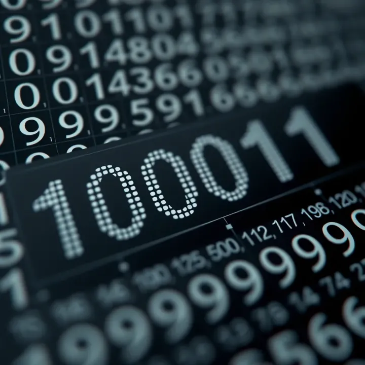 Illustration of binary digits aligned with decimal equivalents for conversion clarity
