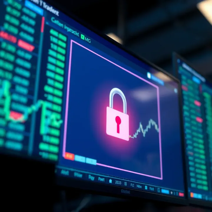 Secure login screen of a financial trading application emphasizing data protection and user authentication