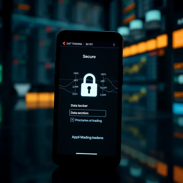 Secure login screen of a mobile trading app emphasizing data protection and user security