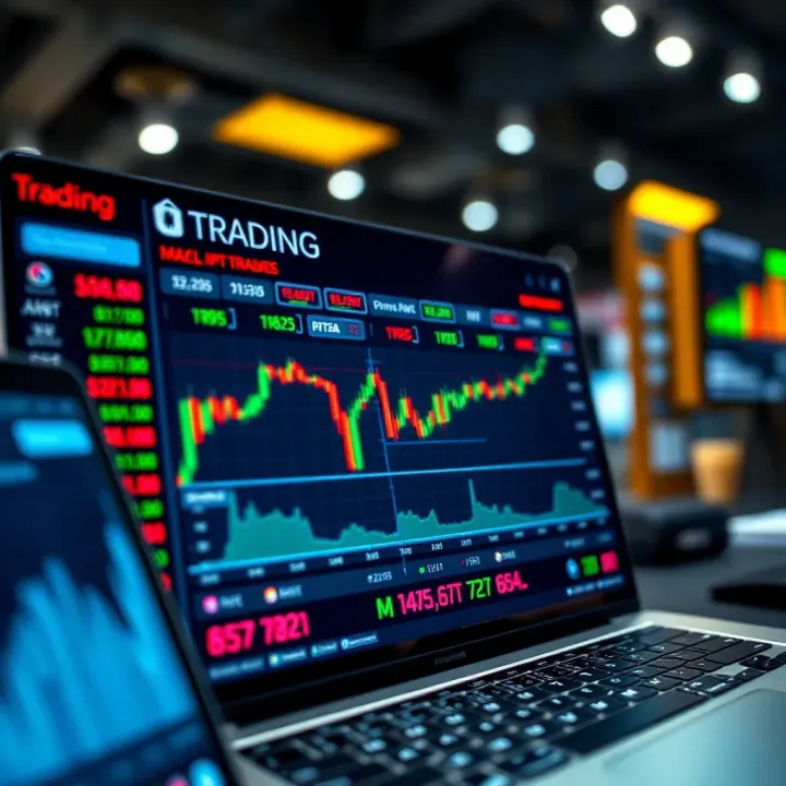 Simulated Market Data and Virtual Portfolio Overview in Trading App Interface of a mock stock trading application showing simulated market data and virtual portfolio performance