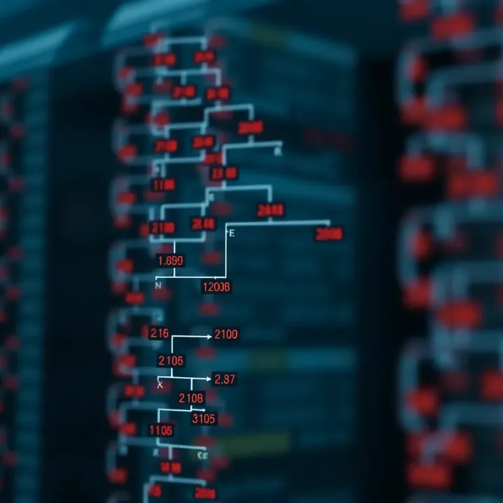 Diagram illustrating the structure of an optimal binary search tree with nodes and weighted search probabilities